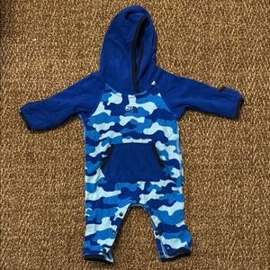The North Face Blue Camo Hooded Baby One-Piece